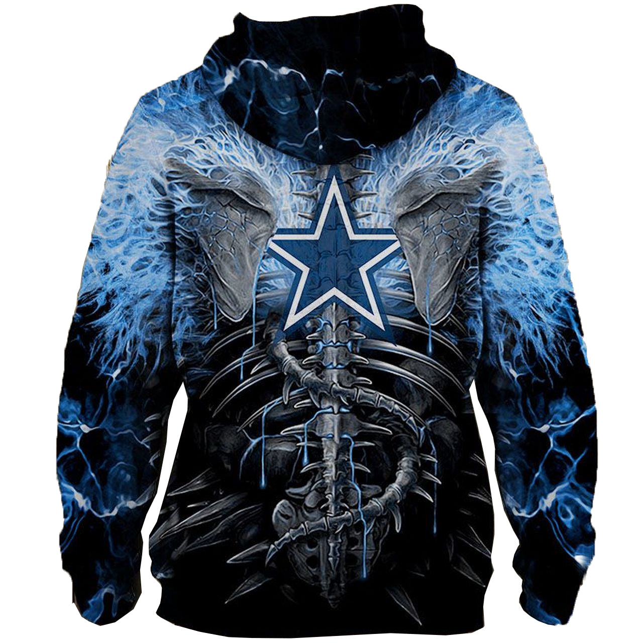 Awesome hoodie 3d NEON COWBOYS BLUE ELECTRIC SCREAM'IN SKULLS for Men and Women, Zip Hoodies NQ006