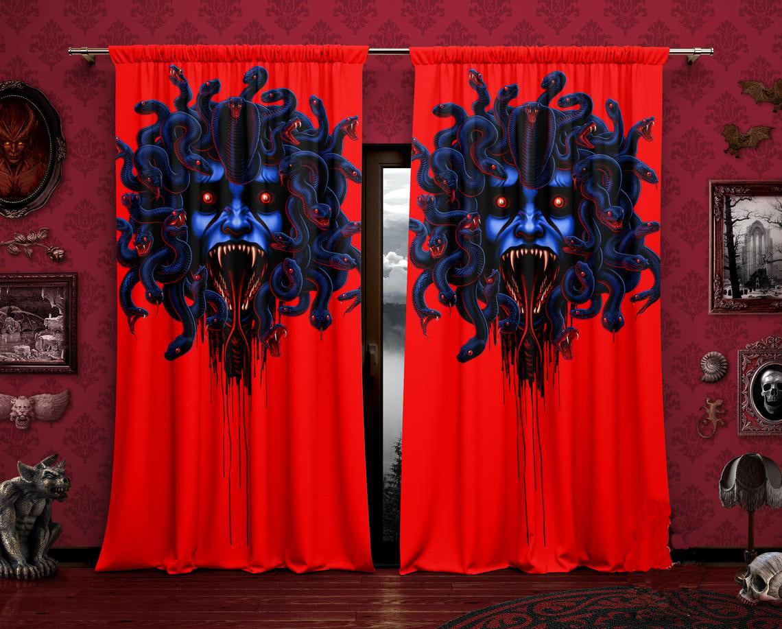 Awesome hoodied Medusa Printed 3D Grommet Window Curtains - HB0003