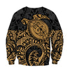 Awesome Hoodie 3D All Over Samoa Polynesian Hoodie Gold Turtle Flowing for Men and Women HBC150