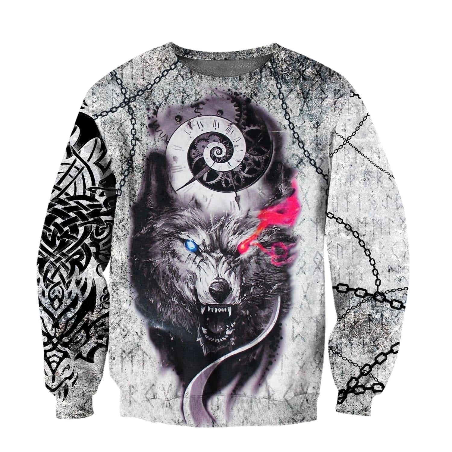 Awesome hoodie- Gray Wolf Tattoo 3D Over Printed Hoodie Cloak  for Men and Women Hoodie TH014