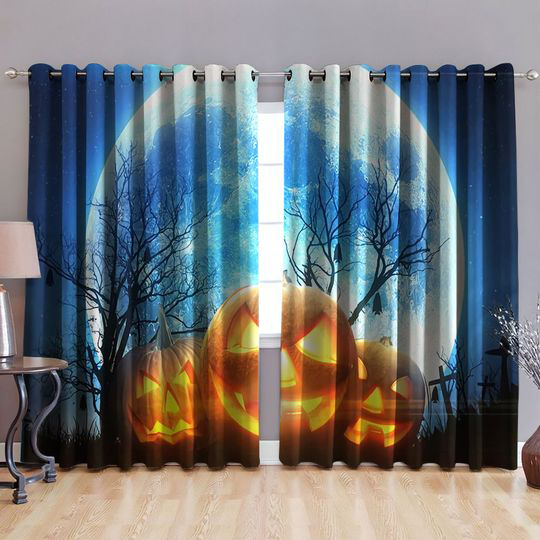Awesome hoodied Jack O’ Lantern Halloween Printed 3D Grommet Window Curtains - HB00066