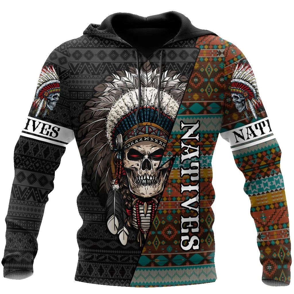 Awesome Hoodie 3D All Over Print Native Blood Loving Skull for Men and Women Hoodie, T-Shirt, Zip Hoodies, Sweatshirt HBC120