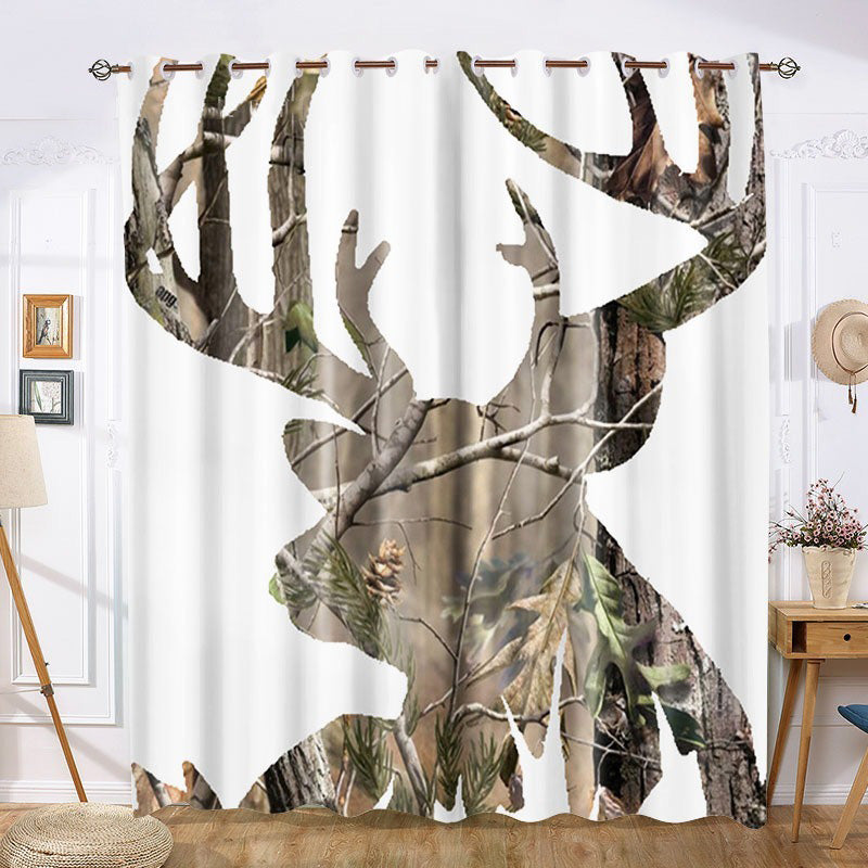 Awesome hoodies - Antler Deer Nature Silhouette Curtains - QK3207