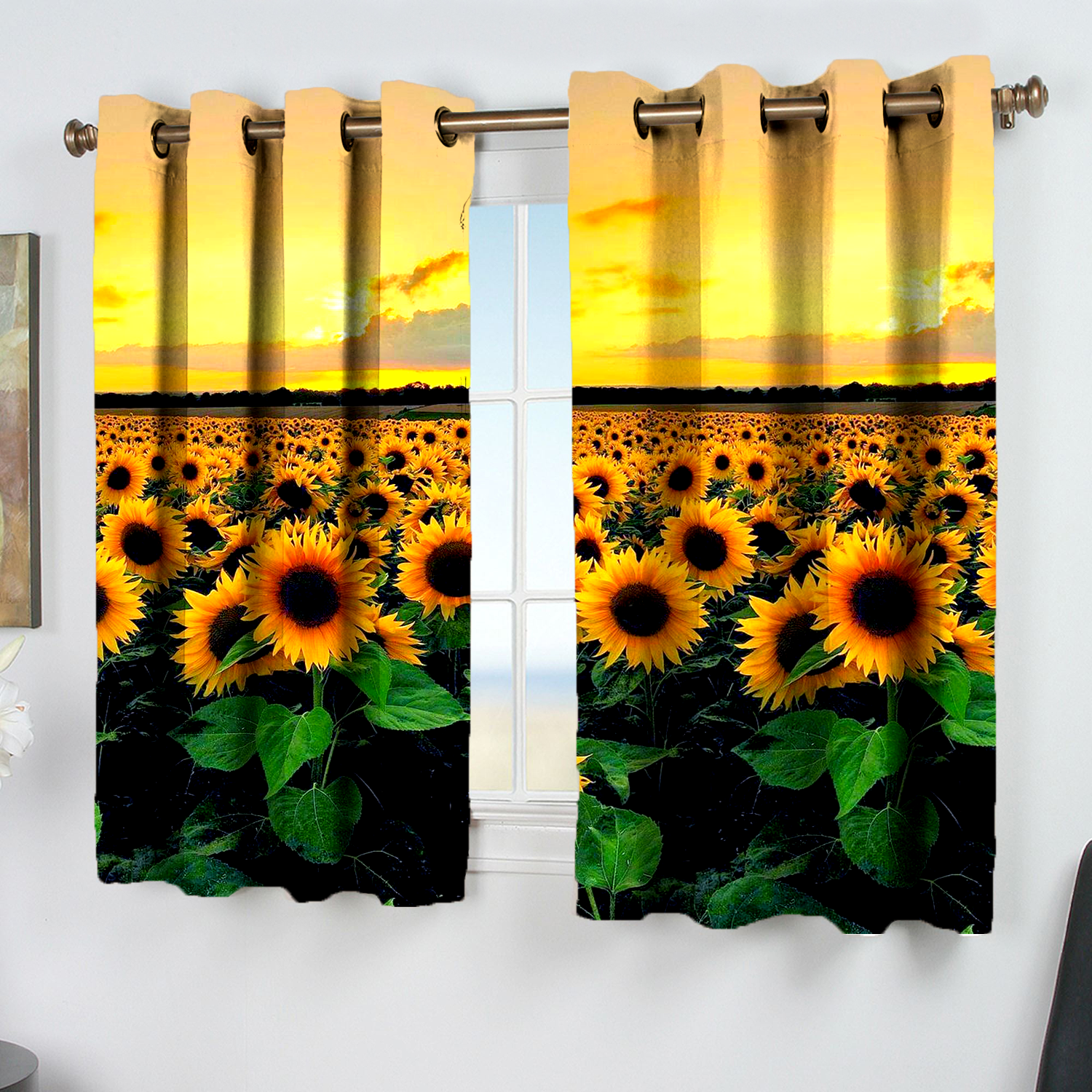 Awesome hoodied Sunfowers Printed 3D Grommet Window Curtains HD89