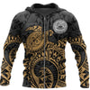Awesome Hoodie 3D All Over Samoa Polynesian Hoodie Gold Turtle Flowing for Men and Women HBC150