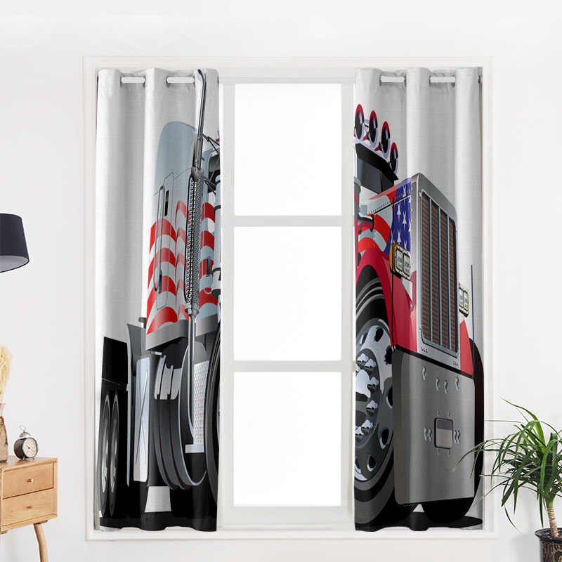 Awesome hoodied Flag Truck Printed 3D Grommet Window Curtains - HB0005