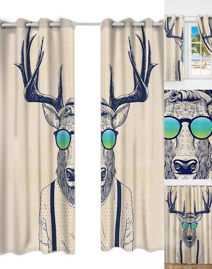 Awesome hoodies - Vivid Deer Antler Funny Curtains - QK3208
