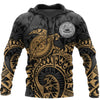 Awesome Hoodie 3D All Over Samoa Polynesian Hoodie Gold Turtle Flowing for Men and Women HBC150