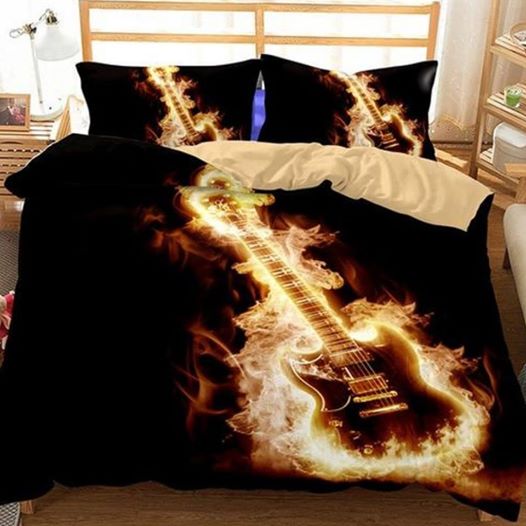 Awesome Hoodies 3D all over print FIRE ELECTRIC GUITAR  Bedding SET very cool - VND