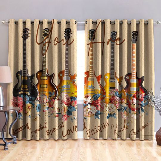 Awesome hoodied Guitar Printed 3D Grommet Window Curtains - HB00071