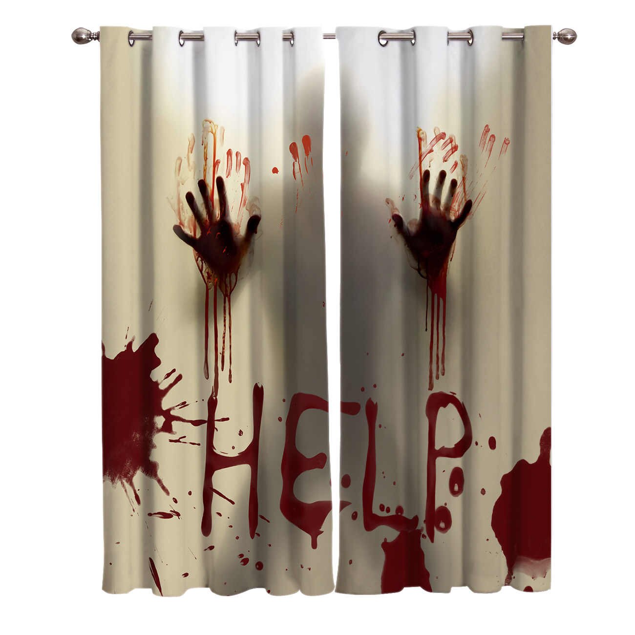 Awesome hoodied Horror Help Printed 3D Grommet Window Curtains - HB0006