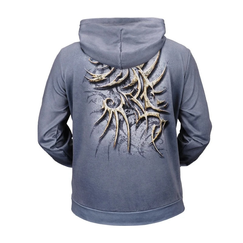 Awesome hoodie All Over Fake Two-piece Leather 3D Skeleton Printed Halloween Hoodie for Men and Women TH049