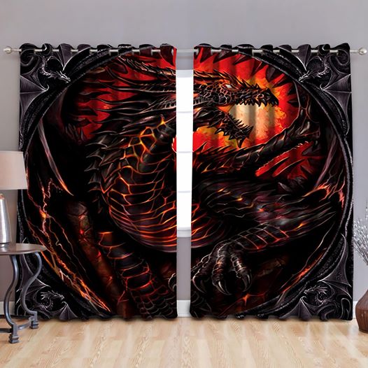 Awesome hoodied Dragon Fide Printed 3D Grommet Window Curtains HD03
