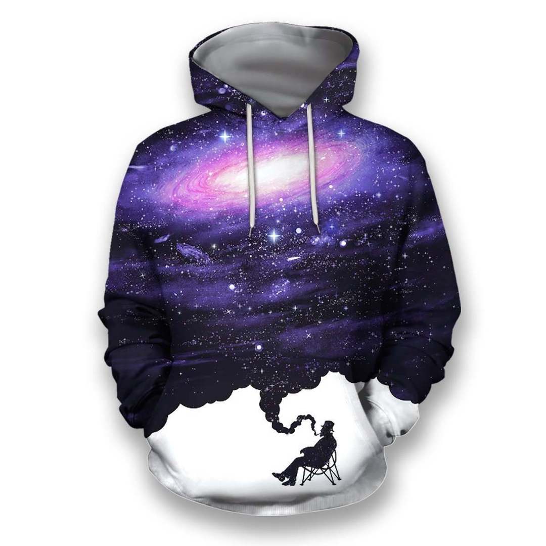All over print old man smoking galaxy