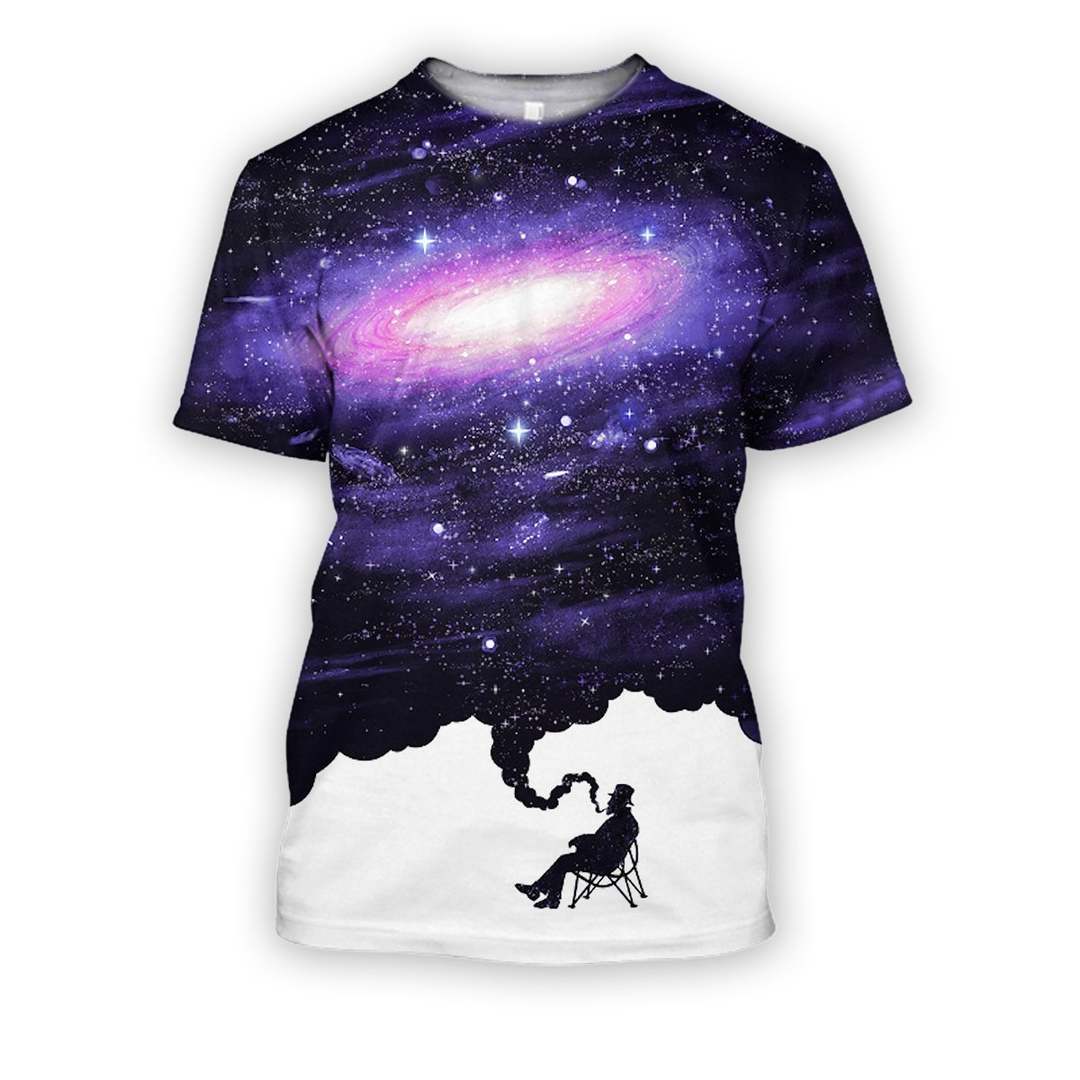 All over print old man smoking galaxy