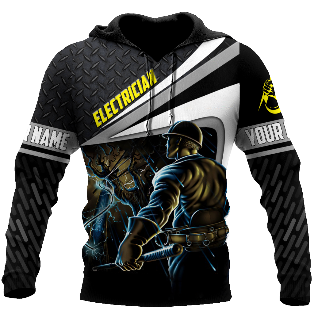 Awesome Hoodie 3D All Over Print Premium Personalized Electrician - Customize Name for Men and Women Hoodie, T-Shirt, Zip Hoodies, Sweatshirt DC084