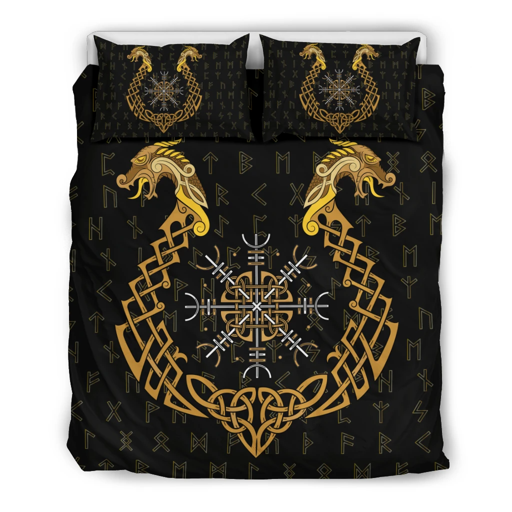 Awesome Hoodied 3D all over print Viking Bedding Set, Aegishjalmur Helm Of Awe Bedding Sets NQBS0027
