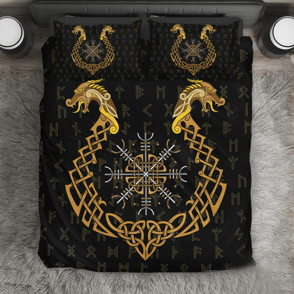 Awesome Hoodied 3D all over print Viking Bedding Set, Aegishjalmur Helm Of Awe Bedding Sets NQBS0027