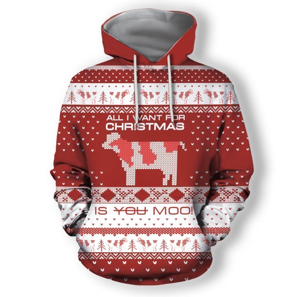 Awesome Hoodie All I Want For Christmas Is You Moo for Men and Women HBC332