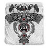 Awesome Hoodied Fenrir Skoll And Hati Valknut Raven, Viking Quilt Bedding Set White DC056