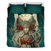 Awesome Hoodied 3D all over print Viking Bedding Set, Valkyrie Helm Of Awe Rune Circle Bedding Sets NQBS0015