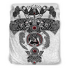 Awesome Hoodied Fenrir Skoll And Hati Valknut Raven, Viking Quilt Bedding Set White DC056