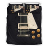Awesome Hoodied Wood Electric Guitar Bedding Set Black DCB003