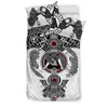 Awesome Hoodied Fenrir Skoll And Hati Valknut Raven, Viking Quilt Bedding Set White DC056
