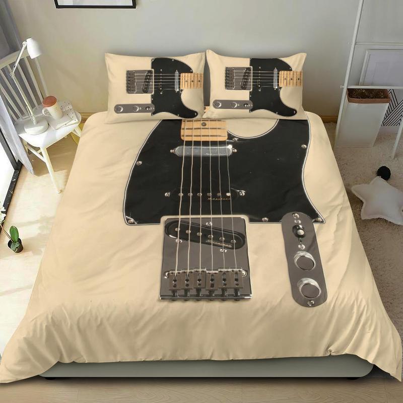 Awesome Hoodied Superb Electric Guitar Bedding Set Black DCB002