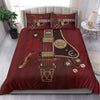 Awesome Hoodied Red Electric Guitar Bedding Set Black DCB004