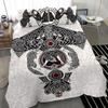 Awesome Hoodied Fenrir Skoll And Hati Valknut Raven, Viking Quilt Bedding Set White DC056