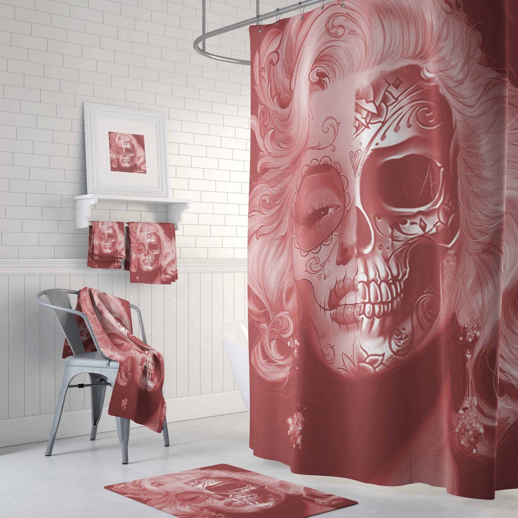 Beautiful skull face Shower Curtains