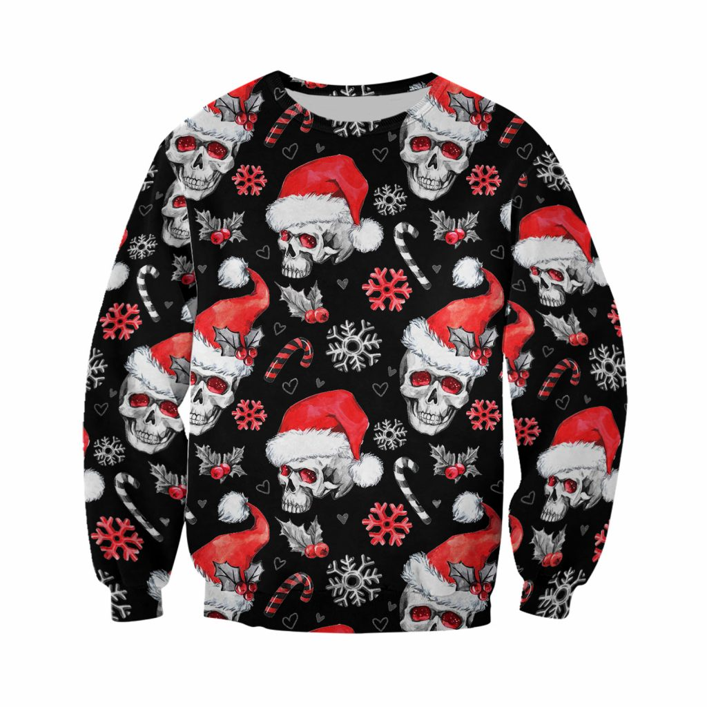 Awesome hoodie 3d all print Black Christmas Skull for Men and Women, T-Shirt, Zip Hoodies, Sweatshirt NQ322