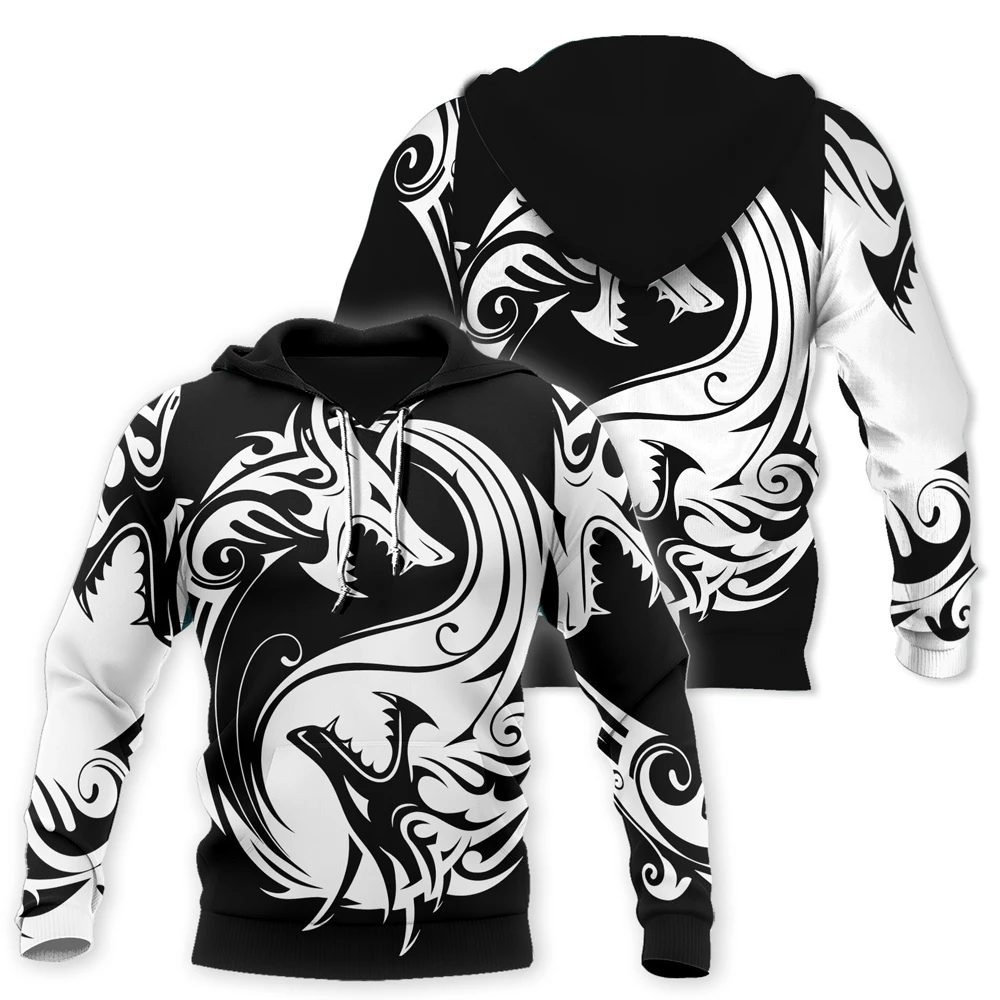 Awesome hoodie 3d all print Black&White Dragon for Men and Women, T-Shirt, Zip Hoodies, Sweatshirt NQ259