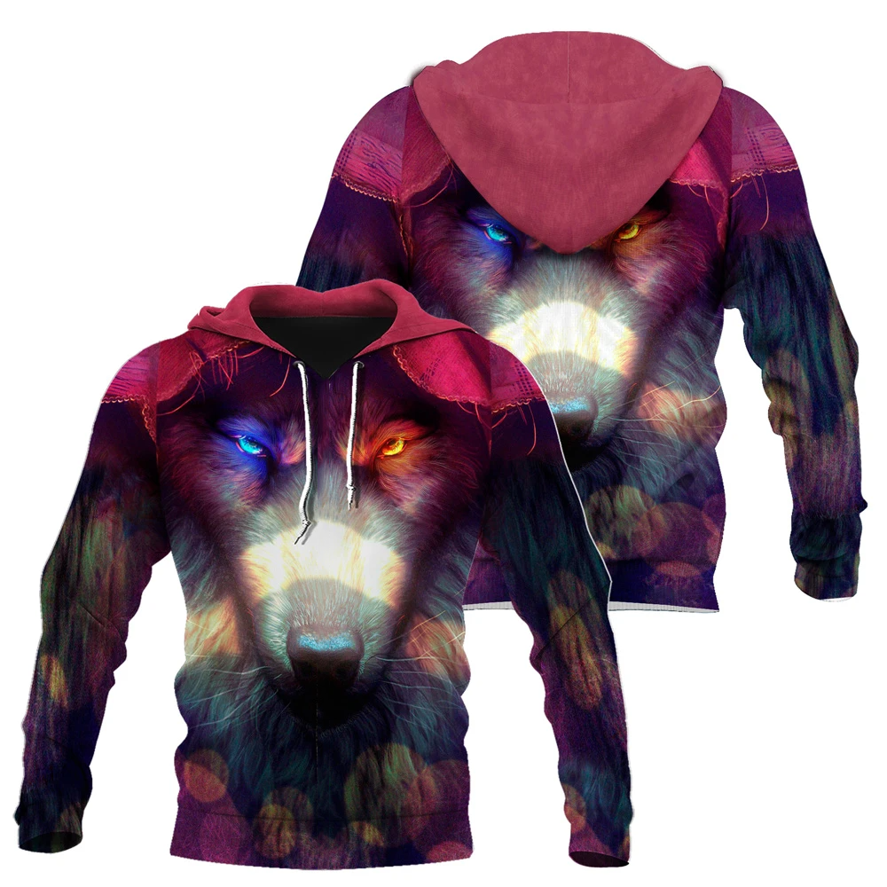 Awesome hoodie 3d all print Blue Red Eyes Wolf for Men and Women, T-Shirt, Zip Hoodies, Sweatshirt NQ411