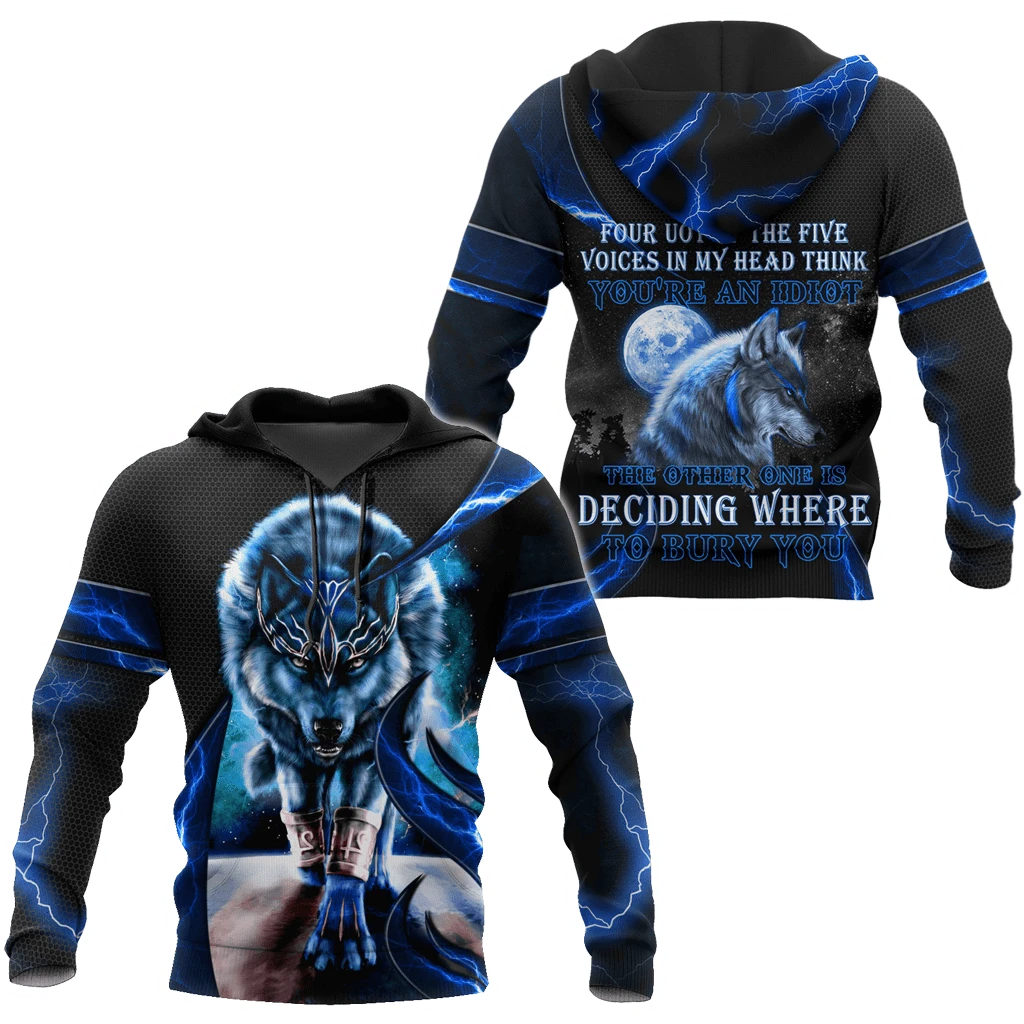 Awesome hoodie 3d all print Blue Thunder Wolf for Men and Women, T-Shirt, Zip Hoodies, Sweatshirt NQ400