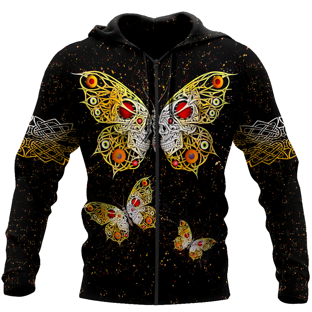 All Over Print Butterfly Love Skull for Men and Women, T-Shirt, Zip Hoodies, Sweatshirt HBC0077