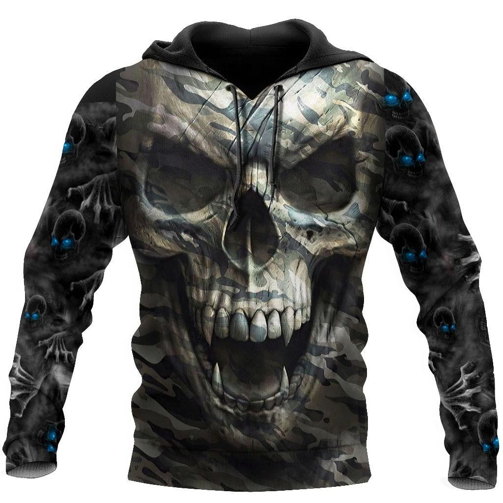 Awesome hoodie 3d all print Crazy Camo Skull for Men and Women, T-Shirt, Zip Hoodies, Sweatshirt NQ288