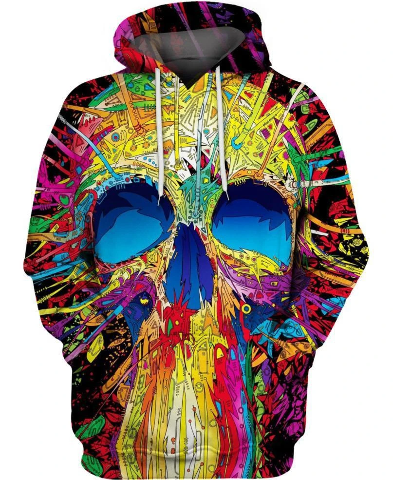 Awesome hoodie 3d all print Color Skull for Men and Women, T-Shirt, Zip Hoodies, Sweatshirt NQ295