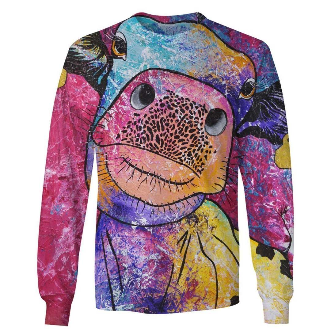 3D All Over Print Colourful Cow Hoodie