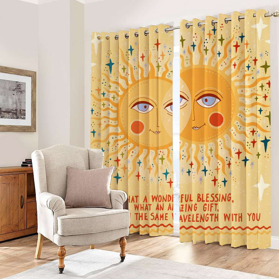 Awesome hoodied Sun Pattern Printed 3D Grommet Window Curtains - HB0101