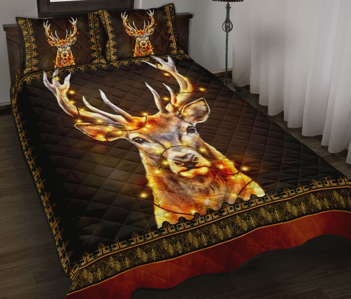 Awesome Hoodied 3D All Print Deer Art Deco Light Quilts bed set - NQBD008