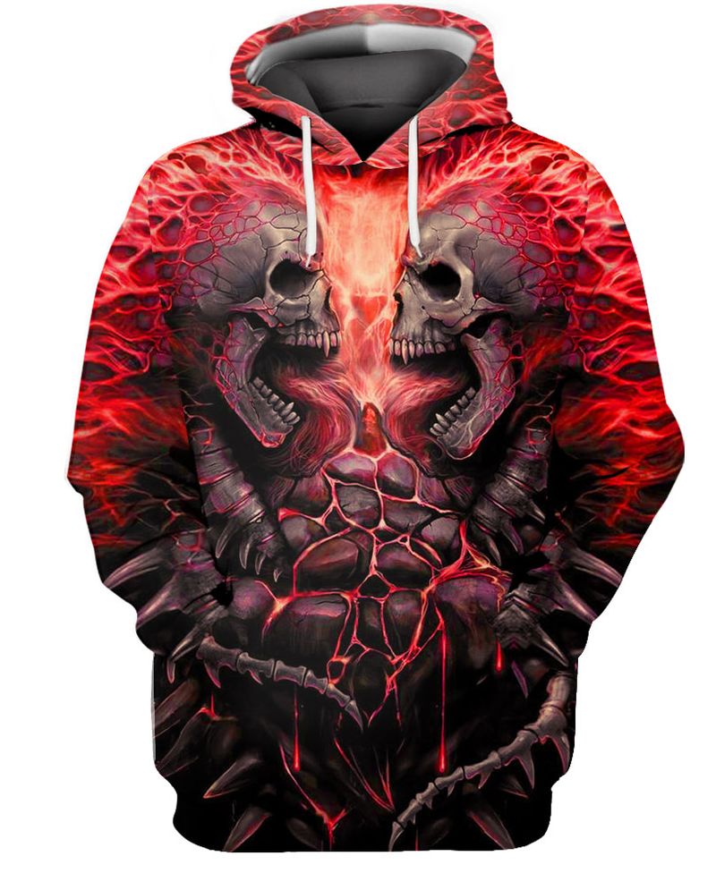 Awesome Hoodied Skull Red  3D All Over Printed Clothes For Women and Men DTK0013
