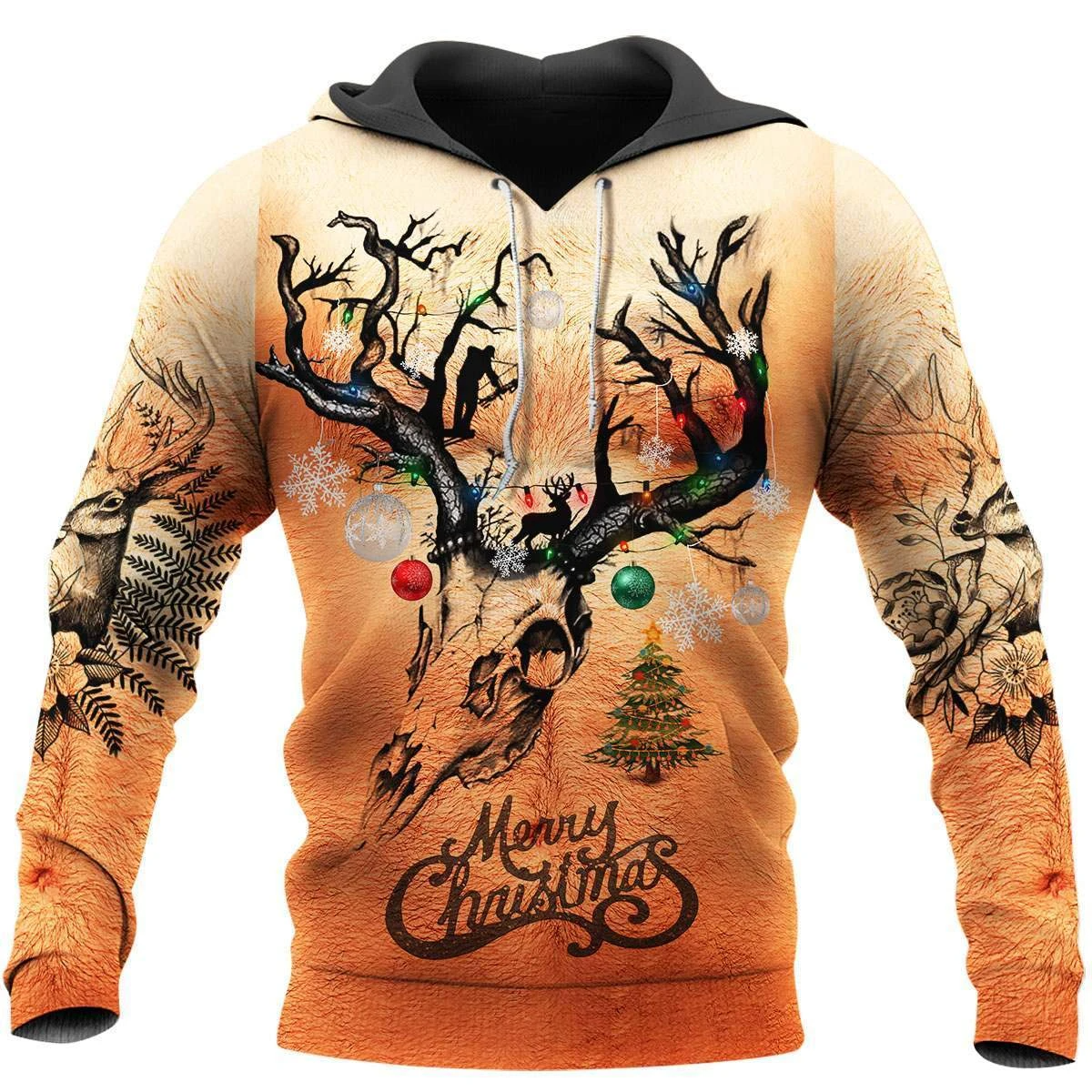 Awesome hoodie 3d all print Deer Skull Christmas for Men and Women, T-Shirt, Zip Hoodies, Sweatshirt NQ181
