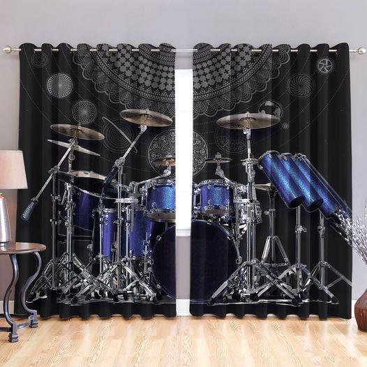 Awesome hoodied Drum Window Curtain Printed 3D Grommet Window Curtains - NQC003