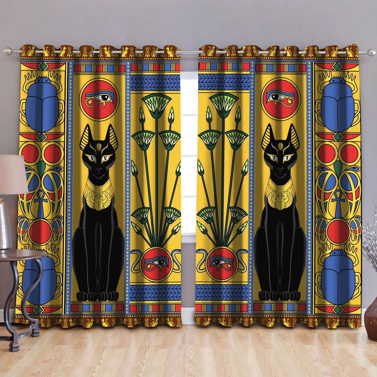 Awesome hoodied Egyptian Window Curtain Window All Printed 3D Grommet Window Curtains- NQC0019