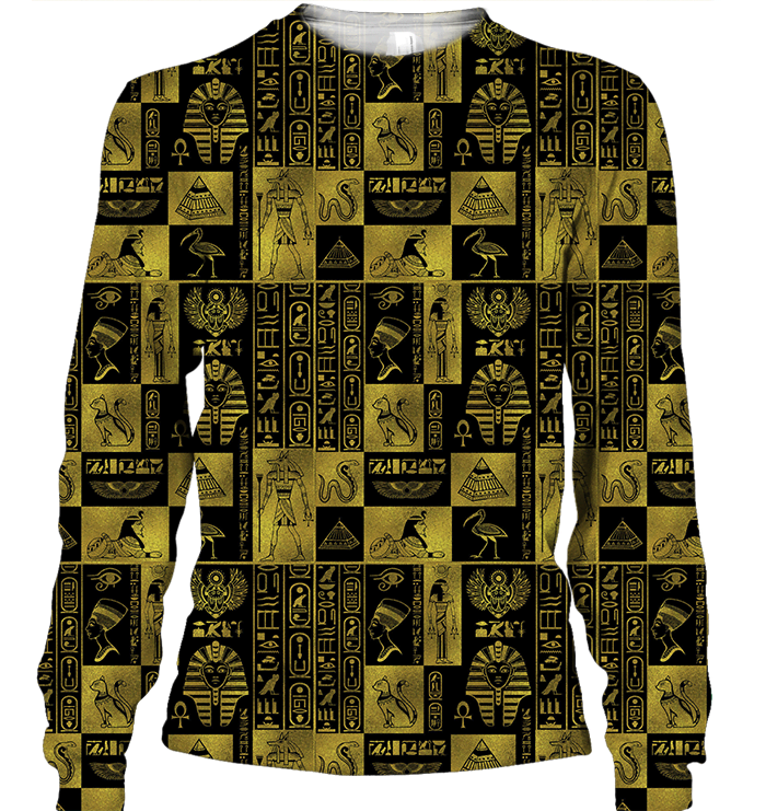 3D AOP Egyptian Gold Hieroglyphs Shirt