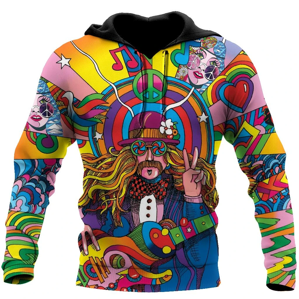 Awesome hoodie 3d all print Fall In Love With Hippie Guys for Men and Women, T-Shirt, Zip Hoodies, Sweatshirt NQ352