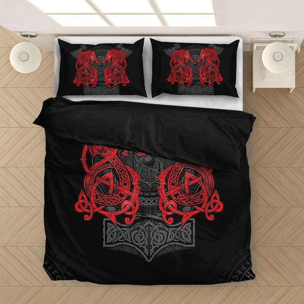 Awesome Hoodied 3D all over print Viking Bedding Set, Fenrir Bedding Sets NQBS0028