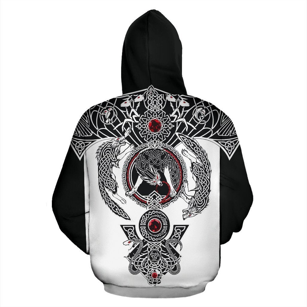 Awesome hoodied 3D ALL Print Fenrir Wolf Black and White-Men and Women Hoodie - HBC0008